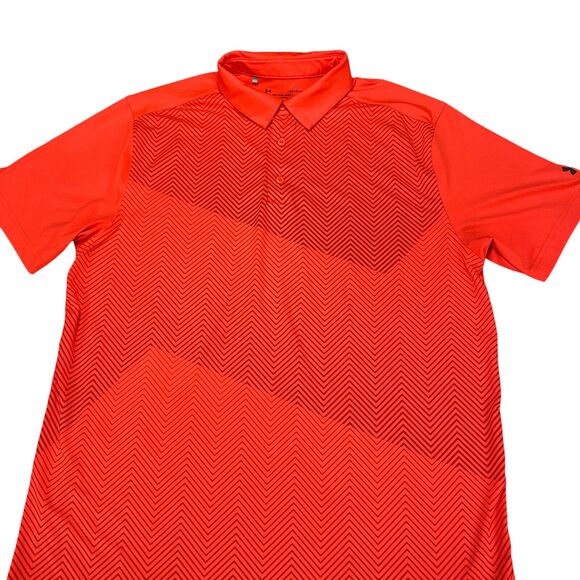 Under Armour Loose Heatgear Mens Large Red Short Sleeve Golf Polo Shirt - Picture 14 of 14